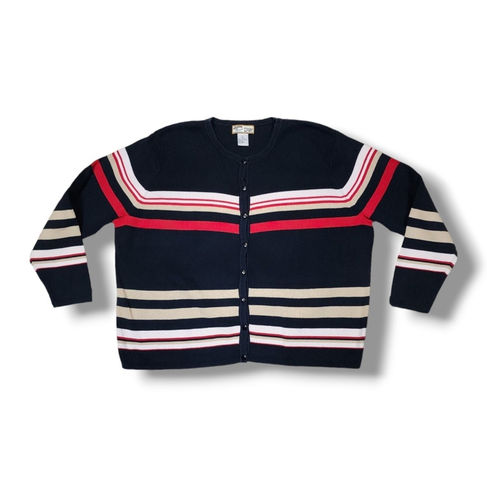 Vintage Heirloom Collectibles Striped Button Up Cardigan Sweater Women's L